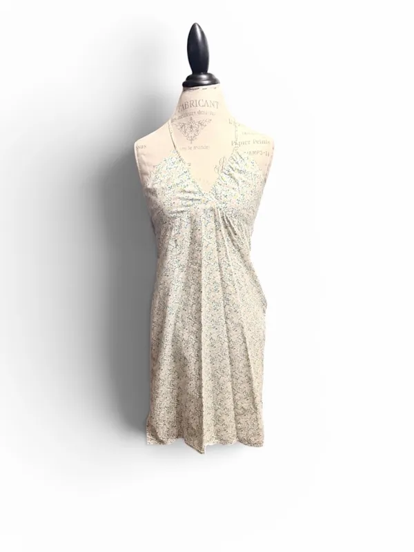 Abercrombie & Fitch Ivory Floral Babydoll Halter Dress Sz S - Image 6