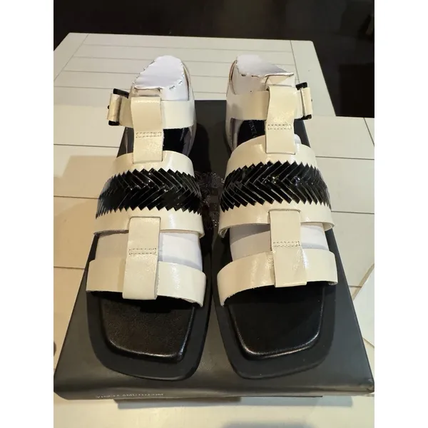 Vince Camuto Bachelen Leather Square Toe Gladiator Sandal Coconut Cream Size 8 - Image 2