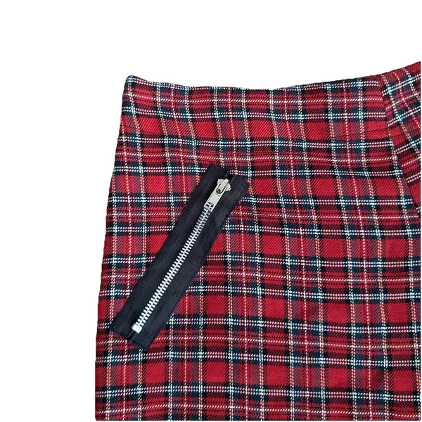 Lip‎ Service Size Large Hot Topic Red Tartan Plaid Skirt Y2K Goth Zippers Pleat - Image 3