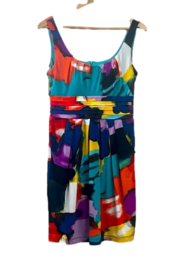 Bisou Bisou Multi Color Pleated Sleeveless Dress Size 12 - Image 2