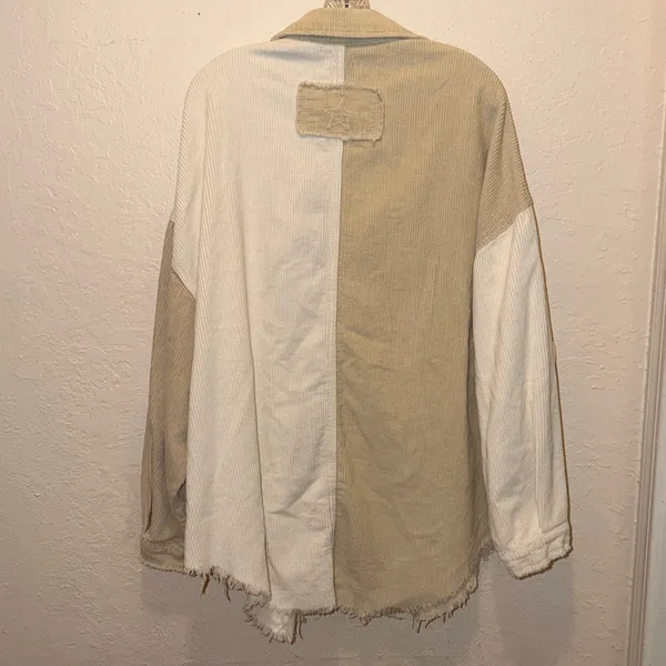 POL color block corduroy Shacket jacket shirt jacket with raw hem - Image 6