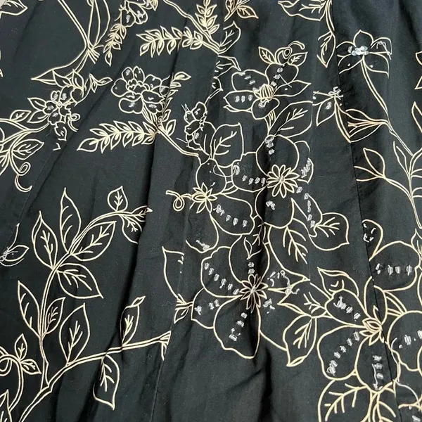Ann Taylor LOFT Black Floral Sequins A-Line Skirt Size 4 Knee Length - Image 9