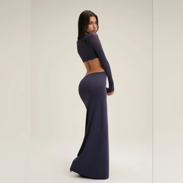 CHAM The Cher Long Sleeve Cut‎ Out Dress Navy Womens Size XS / S - Image 4