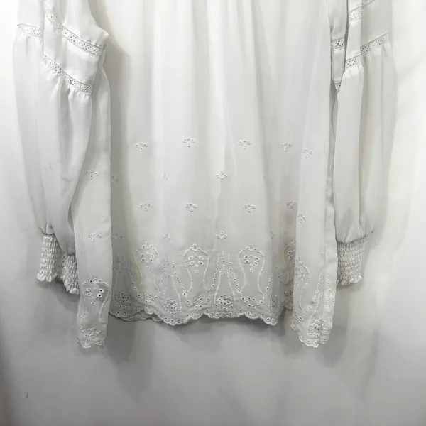 Torrid Plus Size 1X Top Chiffon Ruffle White Eyelet‎ Embroidered Bishop 1289 - Image 11
