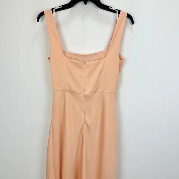 NEW Lulus Red Carpet Romance Peach Satin Square Neck Maxi Dress Formal Medium - Image 9
