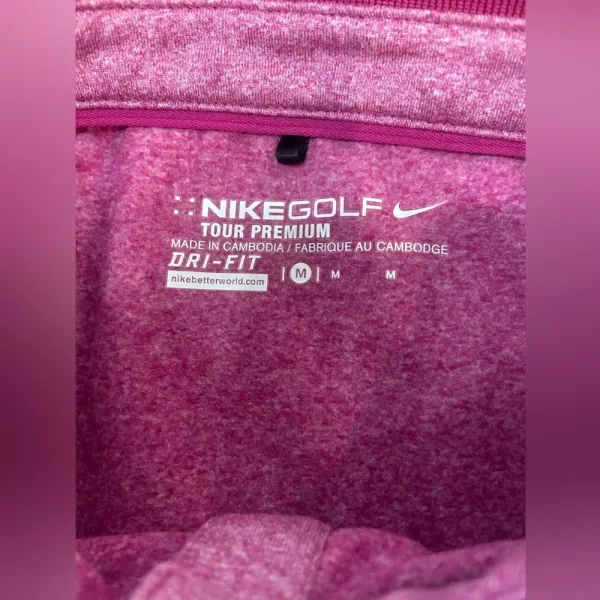 NIKE GOLF Women’s Short Sleeve Polo Pink Fuchsia Tour Premium Dri-Fit‎ Medium - Image 5