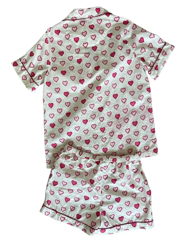 Print Fresh Organic Cotton Shorts And Top Heart Print Pajama Set Size XS - Image 2