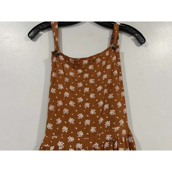 American Eagle Orange Floral Jumpsuit Medium Long - Image 2