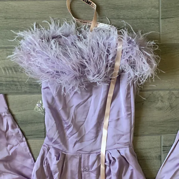 House of cb purple feather trim dress - Image 3