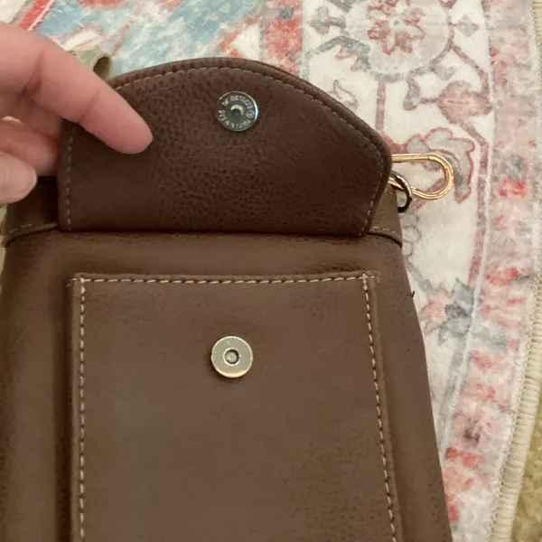 American Bling Tan and Brown Boho Crossbody‎ Bag Western Style Faux Leather - Image 4