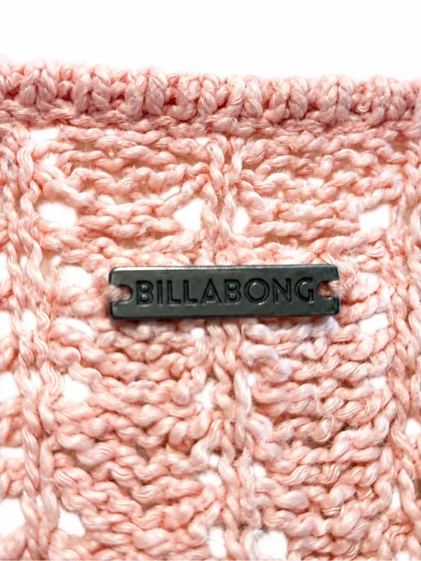 Billabong Size Large Open Knit Colorblock Lightweight Sweater Pink Rust Tan - Image 4
