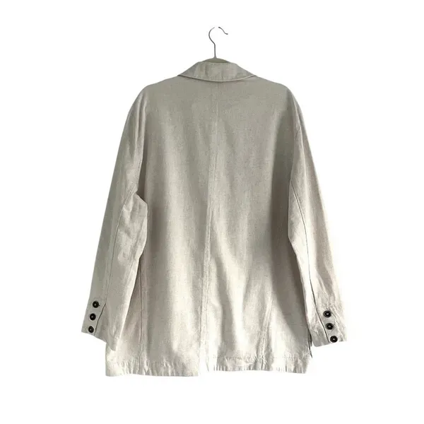 Free People Simply Perfect Linen Blazer Natural Tan Medium Oversized Jacket M - Image 4