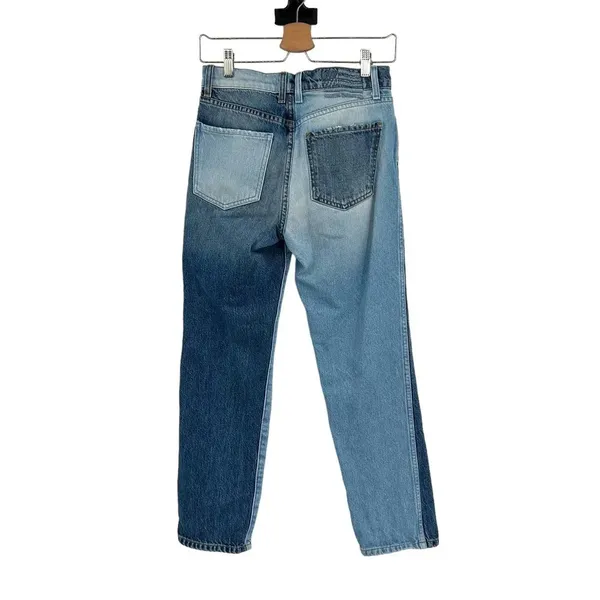 REVICE Two-Tone Yin Yang Distressed‎ Denim High Rise Straight Jeans Size 24 - Image 7