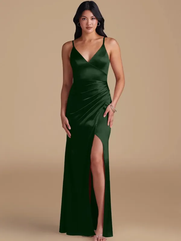 Azazie Shania Satin Bridesmaid Dress Sz 2 Eucalyptus - Image 13