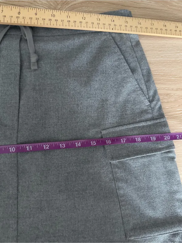 Aritzia Babaton Medium Cape Cargo Mini Skirt Grey Office Work Drawstring Minimal - Image 7