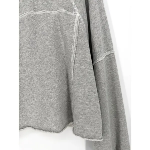 Aerie Women Large Grey Cowl Neck Cropped Sweatshirt Pullover Exposed Seam Fleece - Image 4