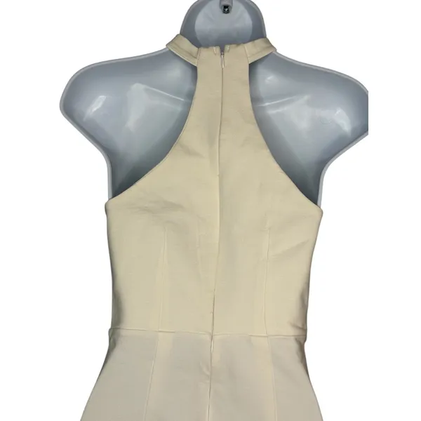 4SI3NNA Midi Dress‎ Womens S Cream Choker Neck Strapless Sweetheart Bodycon Slit - Image 5
