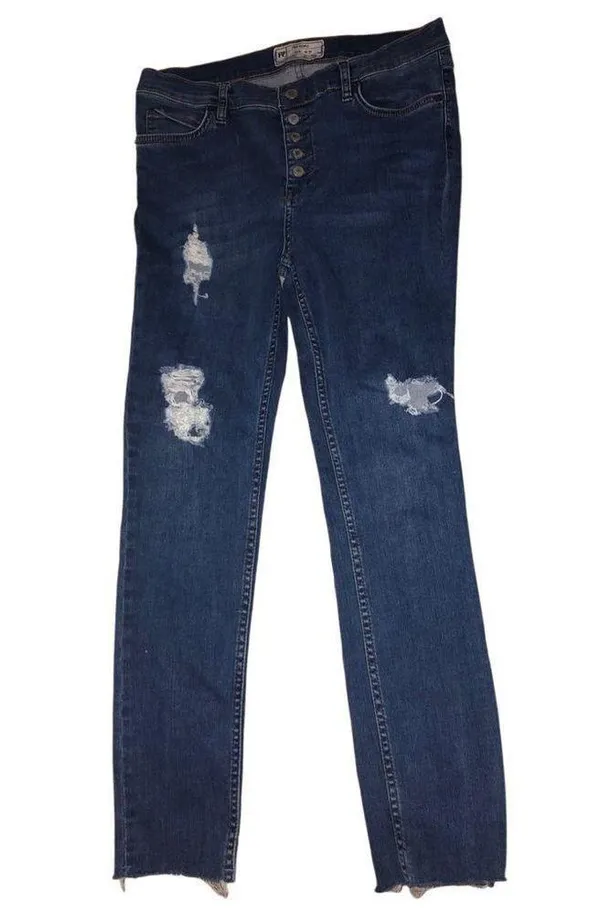 Free people high waisted denim raw hem jeans size 29 - Image 5