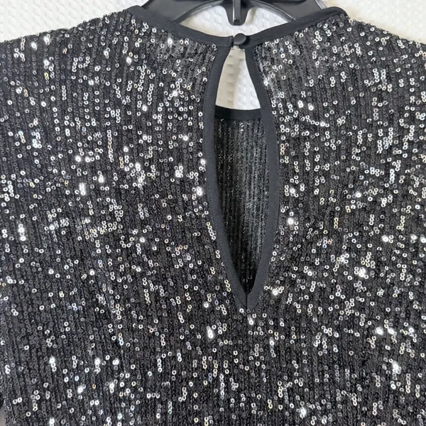 Little Mistress London Dress Women Size US 2 Black Sequin Pleated Midaxi Formal - Image 4