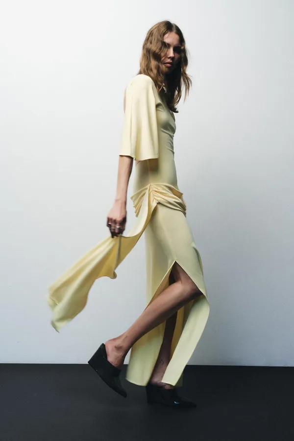 Zara Elegant Butter Yellow Gown - Floor-Length Formal Dress - Image 10