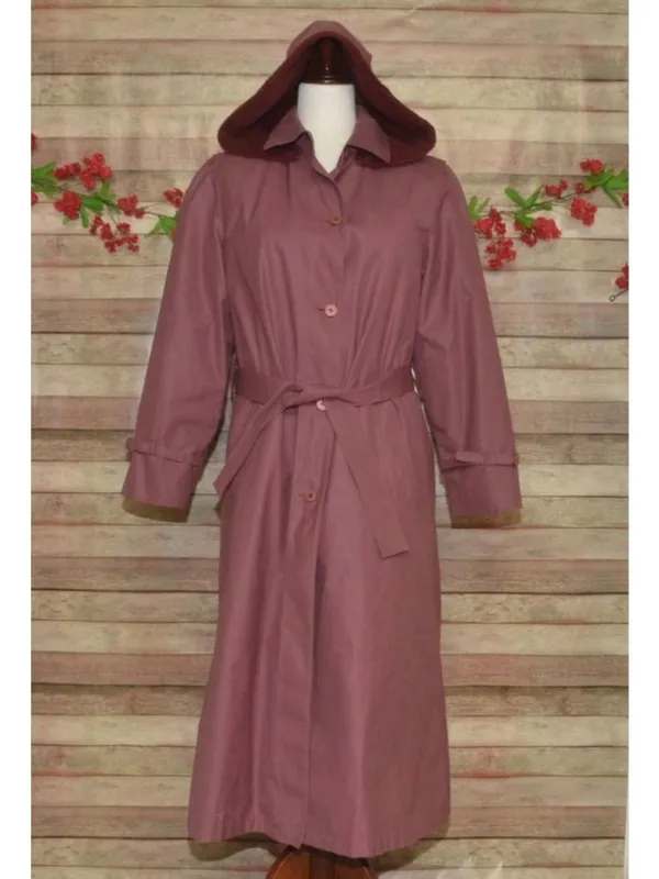 VTG London Fog Trench Coat 10 Dusty Rose Pink Detachable Hood Liner Belt USA - Image 2