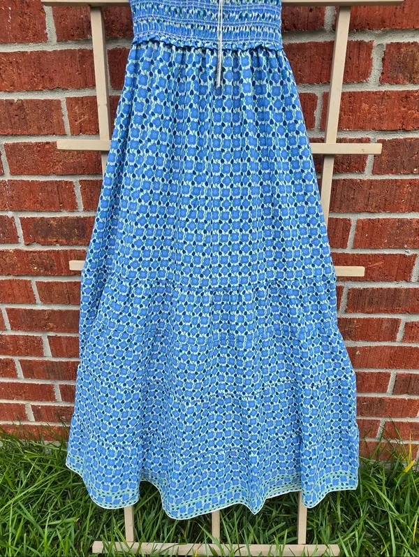 Max Studio — Blue Floral Tiered Maxi Dress - Sleeveless V-Neck M - Image 8