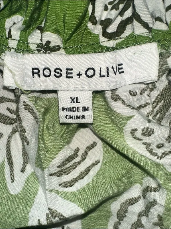 ROSE + OLIVE Green Floral Puff Sleeve Blouse - Size XL - Image 7