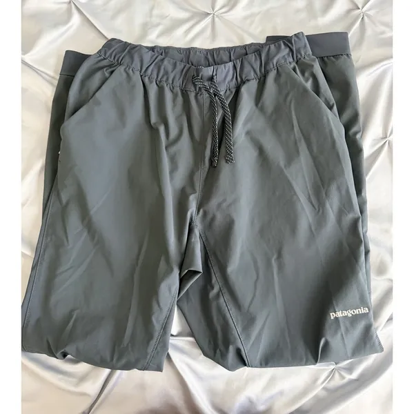 Patagonia Unisex Adults Sweatpants Gray Polyester Solid Drawstring Logo - Image 2