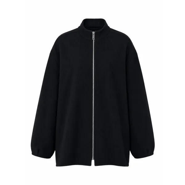 Zara Monteco Wool Front Zip Oversized Bomber Jacket Black Size XS - Image 3
