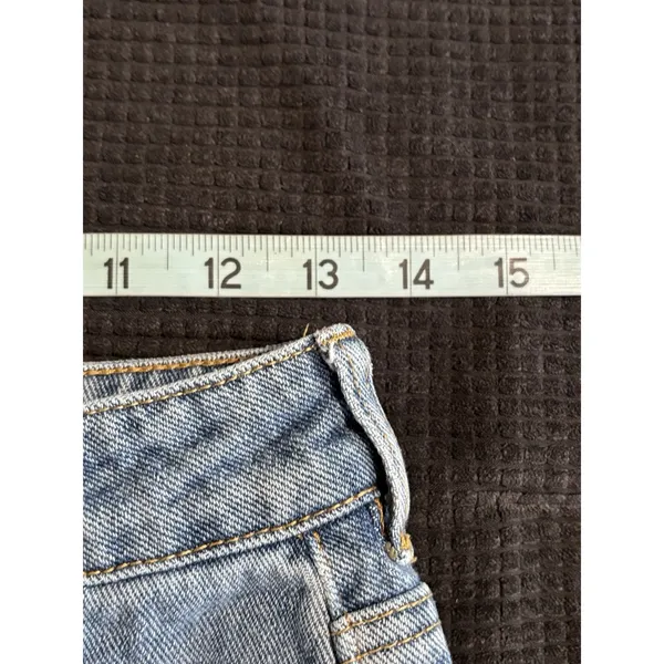 Pacsun Denim Mini Skirt Size 26 Pockets Embroidered Roses Zip/Button Y2K‎ - Image 4