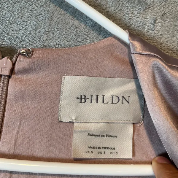 BHLDN Sabrina Stretch Satin Long‎ Sleeve Mini Dress Size Small Dusty Mauve New - Image 6