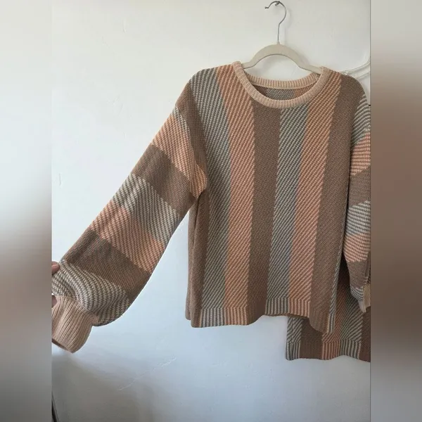 SheIn Sweater Skirt Set Chunky Knit Sand Earth Tones Coordinating Monochrome Old Money - Image 3