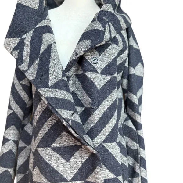Mossimo Supply Co. Two Tone Geometric‎ Wrap Pea Coat With Oversized Collar Sz M - Image 6