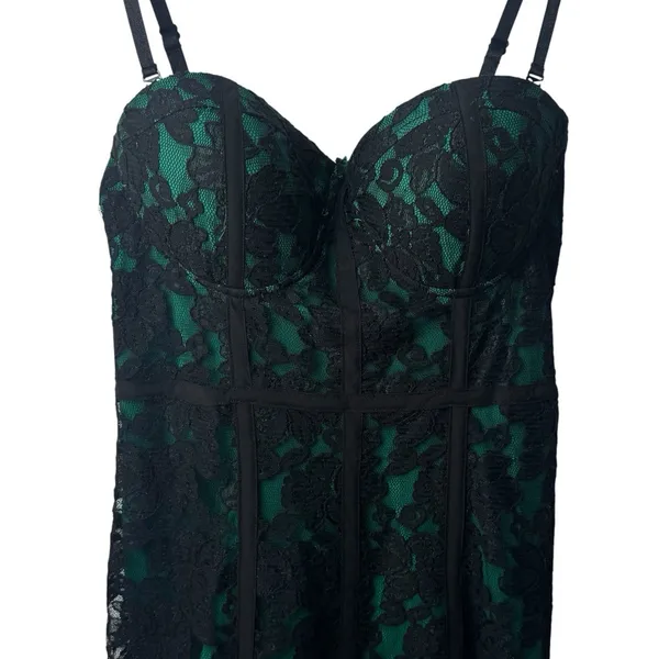 Guess Y2K Inspired Lace Overlay Green Bodycon Dress Party Special Occasion 10 - Image 3