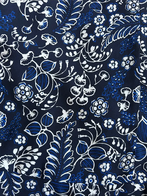 J. Crew Navy and White Floral V-Neck Mini Dress - Image 5