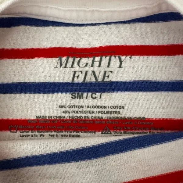 Mighty fine USA Striped Short Sleeve Crop Top Patriotic Tee Sz Medium - Image 4