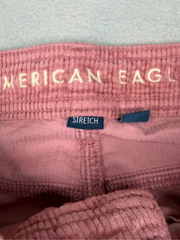 American Eagle Pink Corduroy Cargo Pants Womens 0 Super High Rise Baggy Wide Leg - Image 6