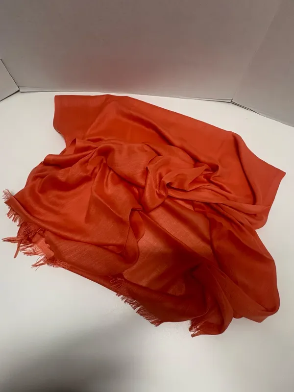 EYFEL Vibrant Orange Pashmina Shall With Fringes - 28.5" x 67.5" - NEW In Bag. - Image 16