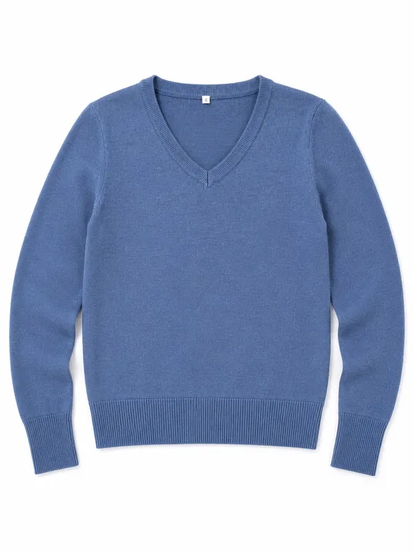 Women’s Blue V Neck Knit Pullover Sweater Size Small Long Sleeve Classic - Image 4