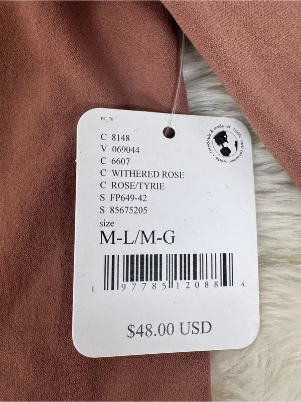 FREE PEOPLE Low Back Long Sleeve‎ Tee Top Medium Large Brown Seamless Ballet New - Image 6
