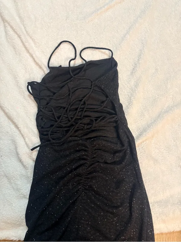 Lovely Day Black Sparkle Strapless Evening Gown - Image 6