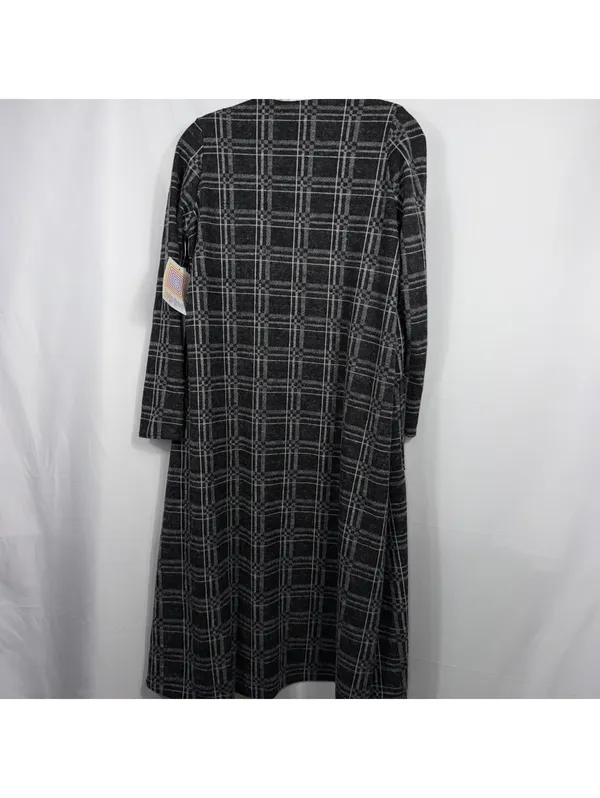 LuLaRoe Sarah Small Black Gray Plaid Long Cardigan NWT - Image 7