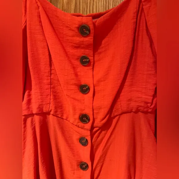 MELLODAY Orange Square Neckline A-Line Lined Mini Dress 3/4 Sleeves Size‎ XS - Image 5