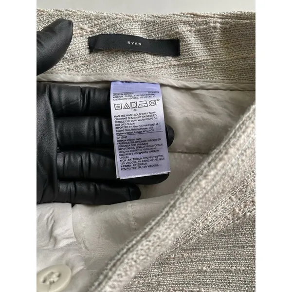 Banana Republic Ryan Tweed Shorts Size 12 Metallic Beige Fringe Tailored Dressy - Image 9