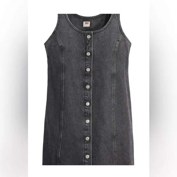 Levi’s black denim button front tank dress black/gray - Image 3
