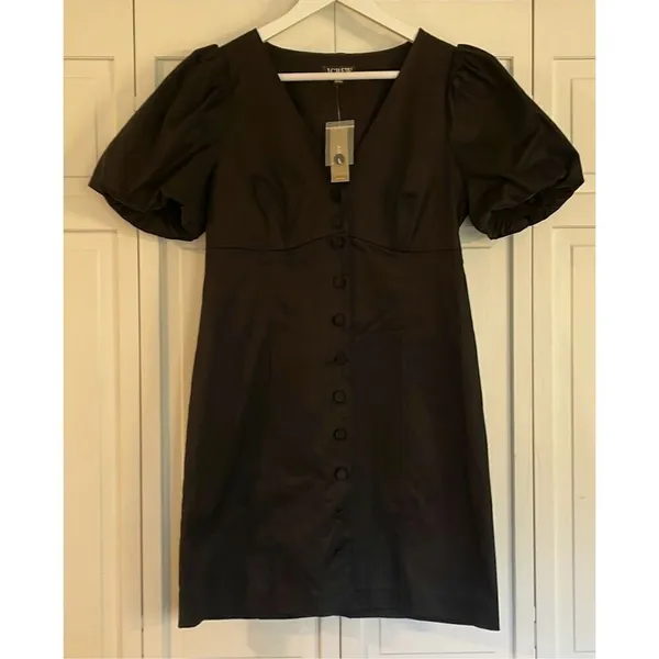 J.Crew NWT black button front puff sleeve dress size 8 - Image 3