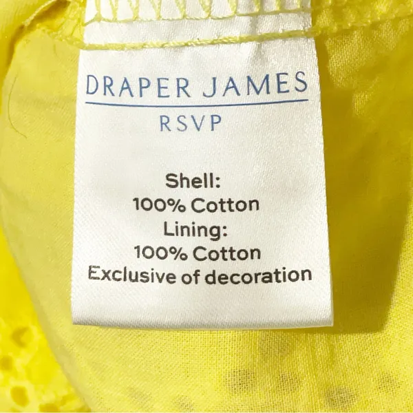 Draper James RSVP Medium Lemon Yellow‎ Embroidered Eyelet Ballon Sleeve Blouse - Image 5