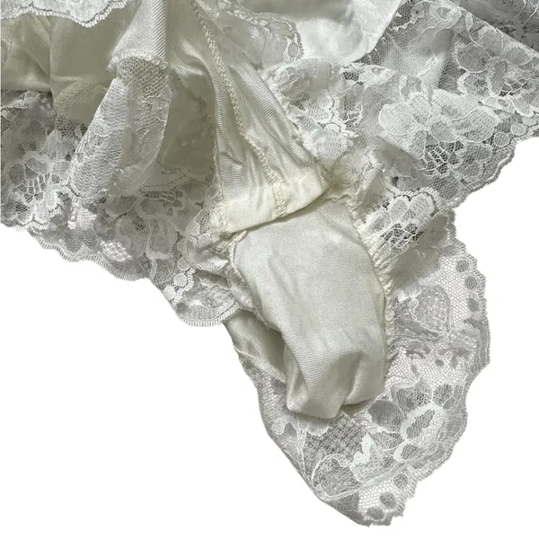Vintage Tosca Teddy Lingerie White Nylon Pink Ruffle Lace Coquette Sexy Feminine - Image 8