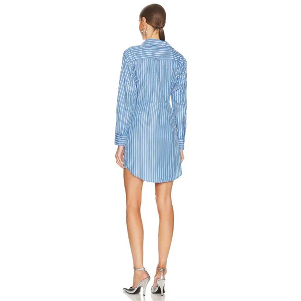 Steve Madden Nadia Dress in Blue Small New Womens Shirtdress Pinstriped - Image 2