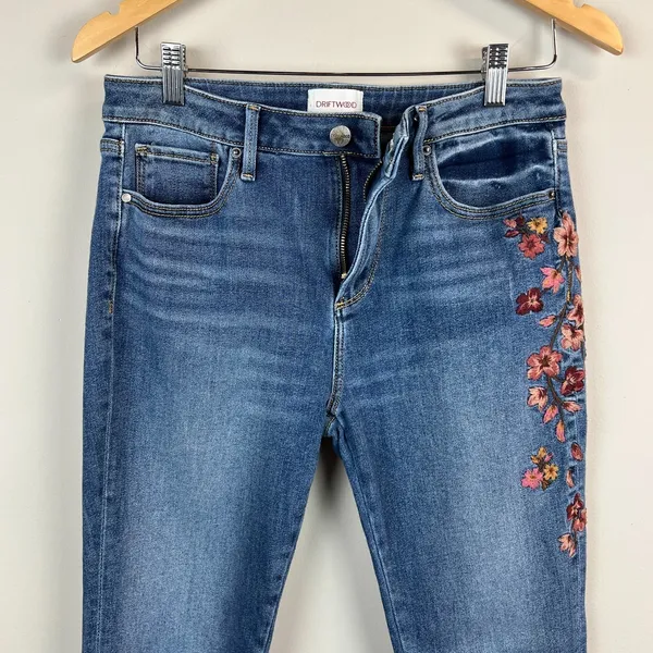 Driftwood Jackie Floral Embroidered High Rise Skinny Jeans‎ Womens 28 Blue Ankle - Image 15